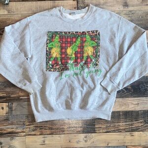 Gildan Christmas The Grinch Gray Graphic Sweatshirt